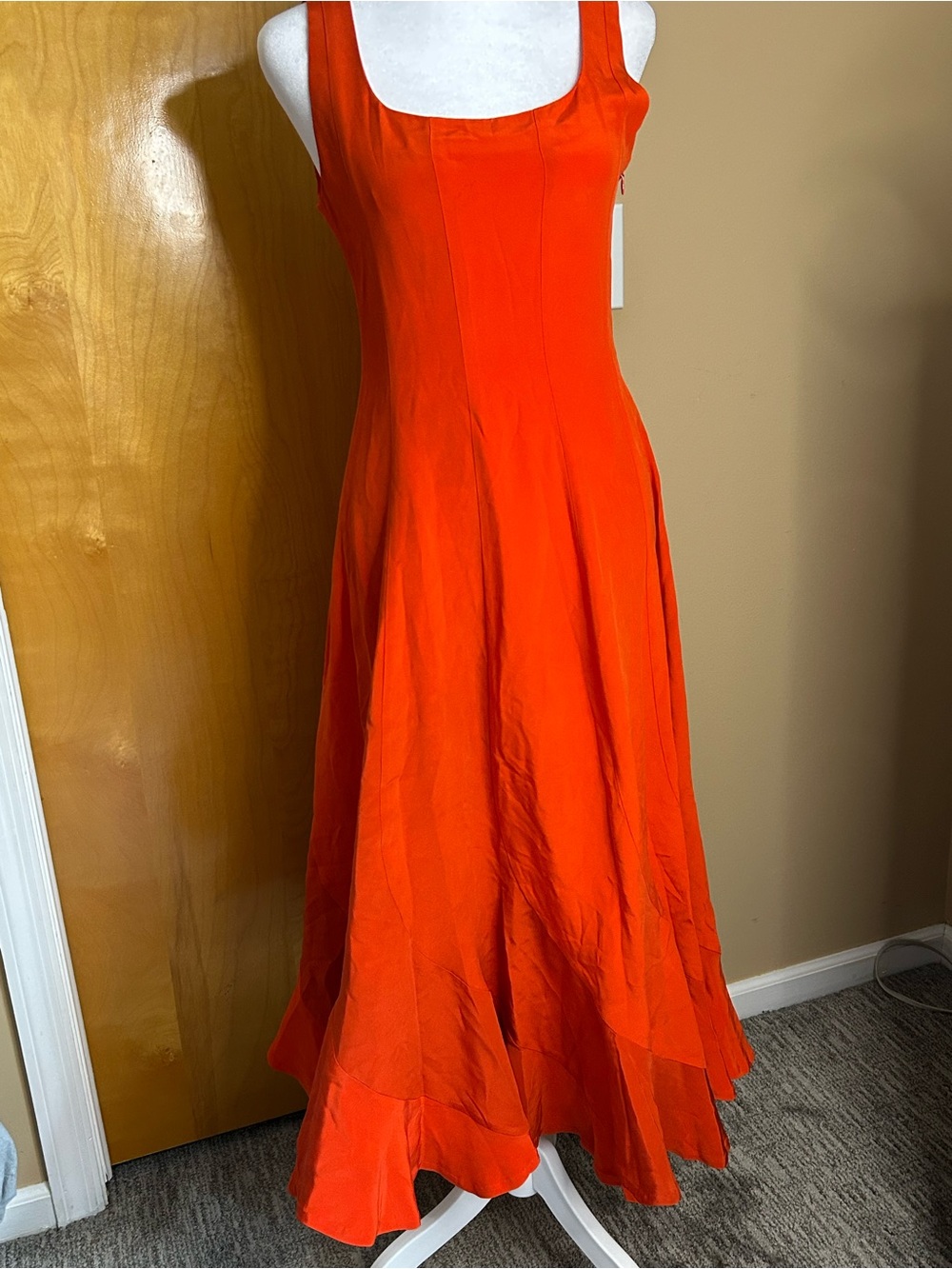 Loeffler Randall Orange Maxi Sundress Scoop Neck Sleeveless